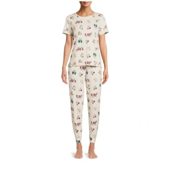 Novelty Print Glamping Camping Pajamas 2 Piece Sz M 8/10 #159S - Picture 1 of 9